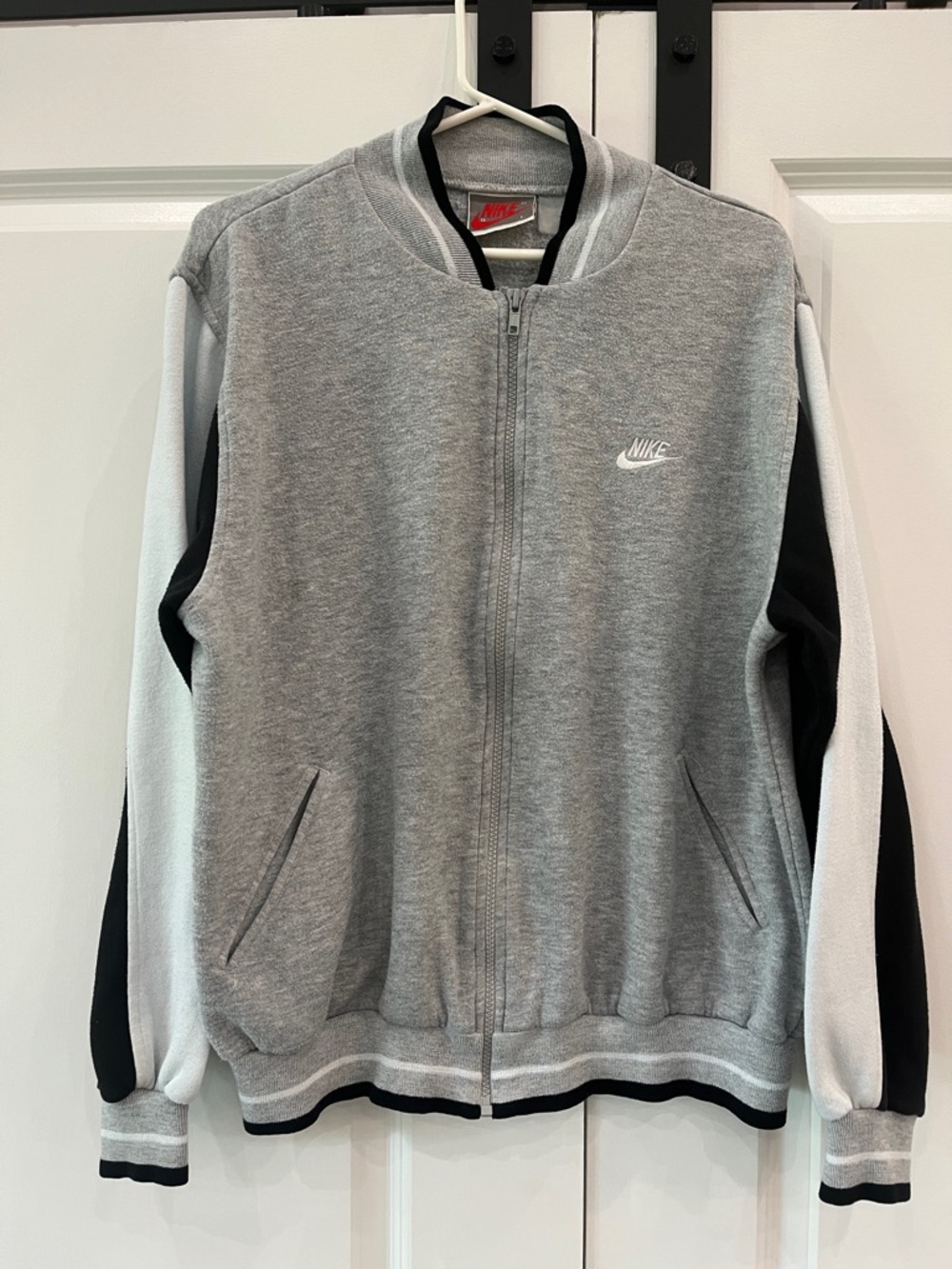 Nike Grey, Black & White Zip Front Athletic Jacket